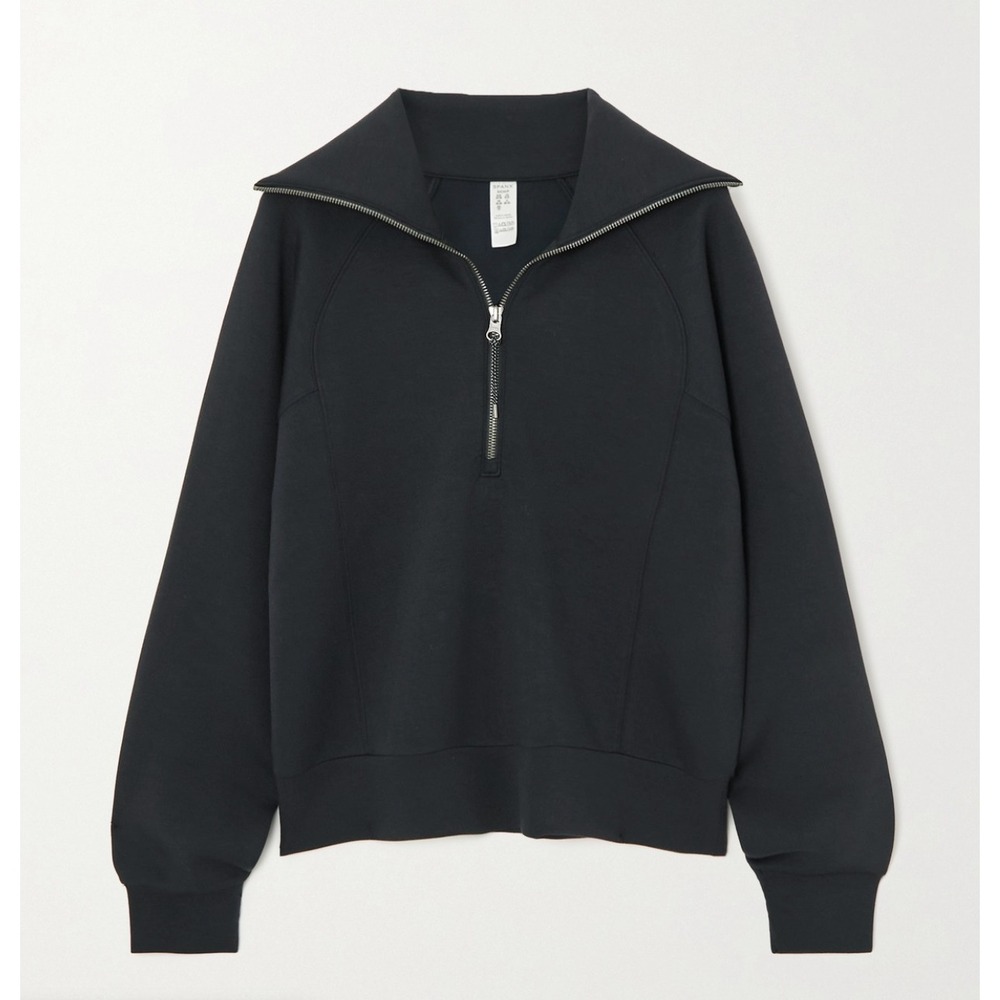 SPANX | AirEssentials Half Zip Funnel Neck Pullover Sweatshirt Black | Sz M